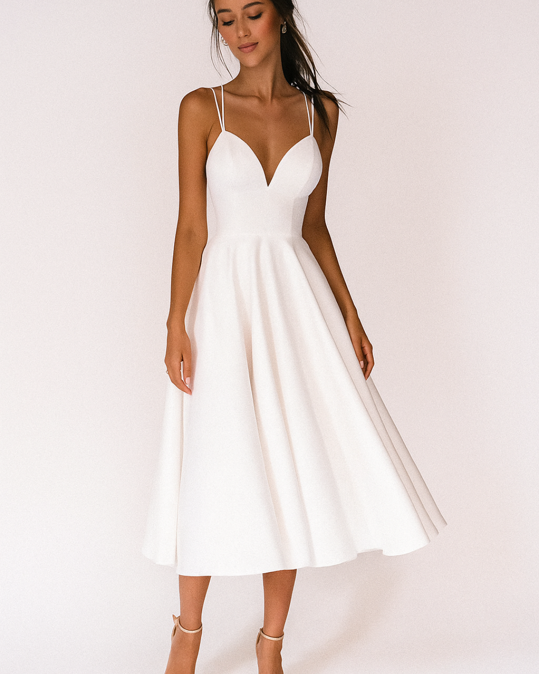 Lena Strappy Midi Wedding Guest Dress