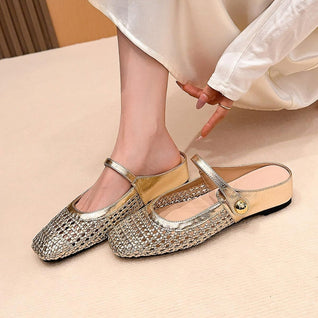Goldie | Woven Flat Slip-On Mary Jane Mules