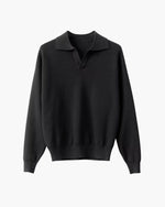 Textured Knit Polo Sweater