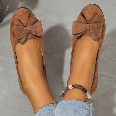 Maisie | Suede Bow Detail Wedge Ballet Flats