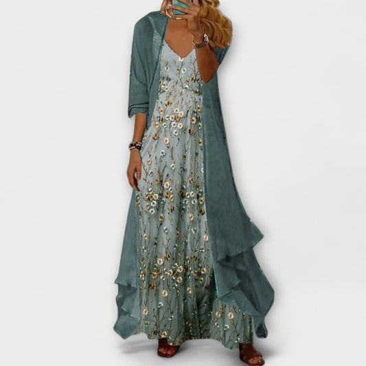 Eva Floral V-Neck Tiered Maxi Dress