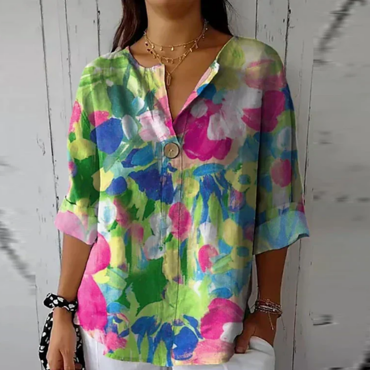 Isabella Floral Print V-Neck Top