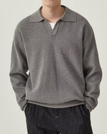 Textured Knit Polo Sweater