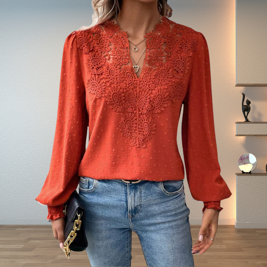 Isabella V-Neck Long-Sleeve Floral Blouse