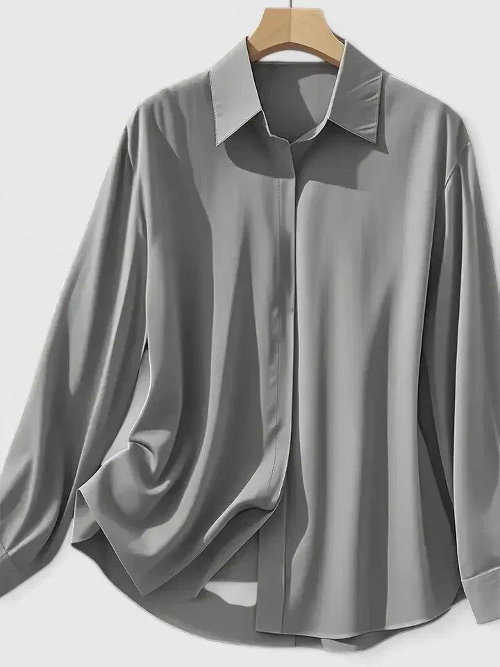Anja Satin Button-Up Blouse