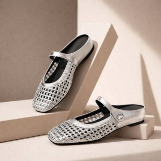 Goldie | Woven Flat Slip-On Mary Jane Mules