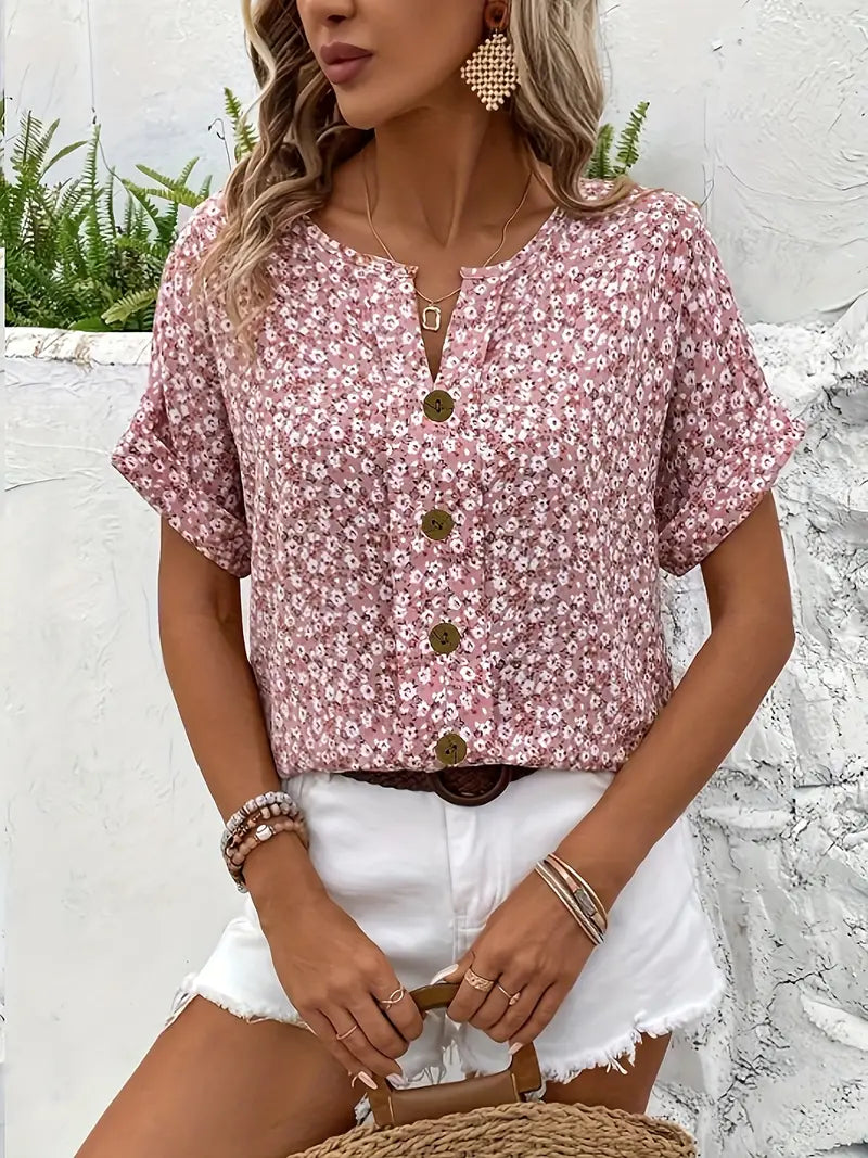 Doris Chic Floral Print Summer Blouse