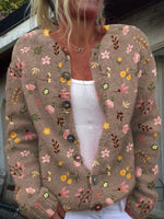Lena Classic Patterned Button-Up Cardigan