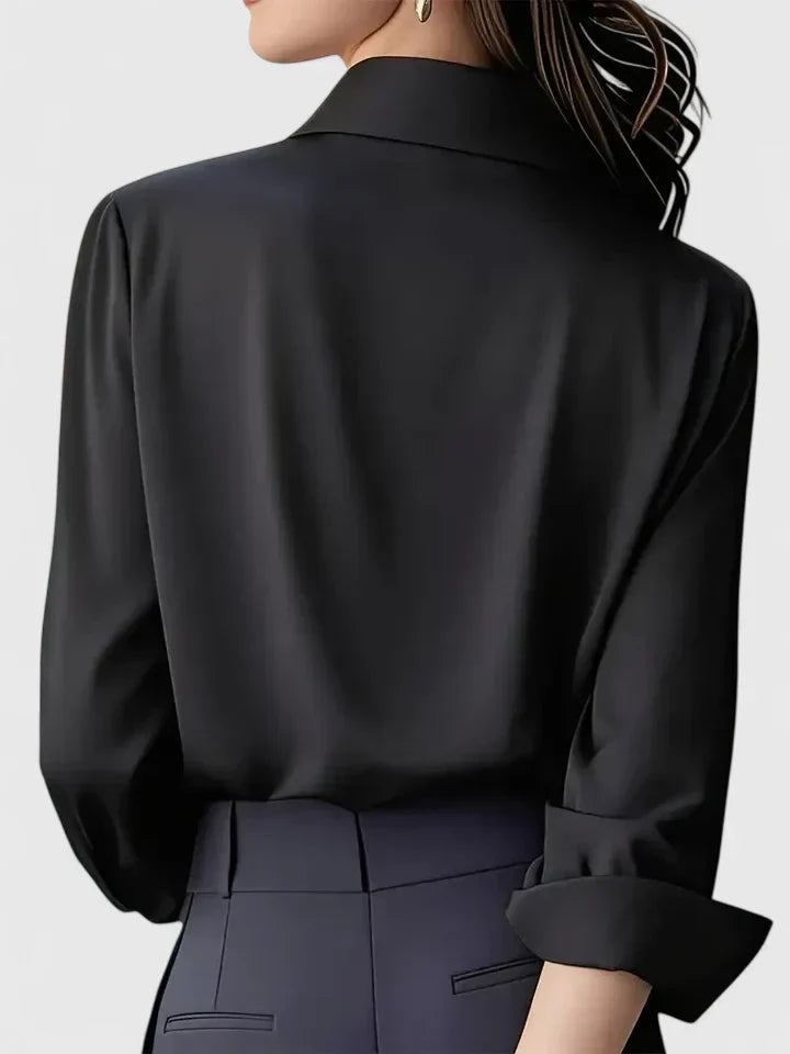 Anja Satin Button-Up Blouse