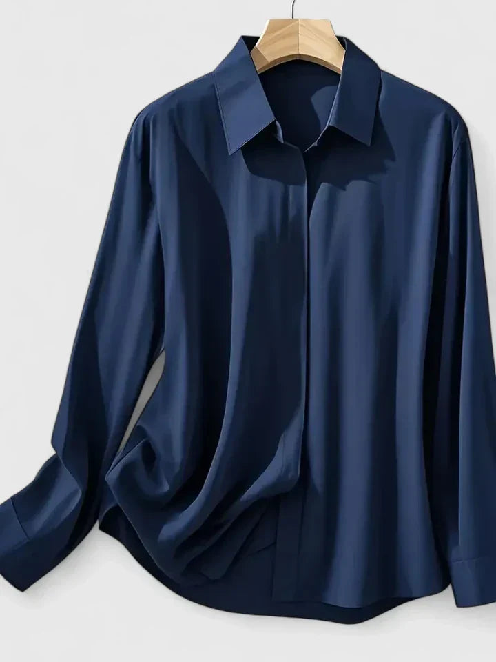 Anja Satin Button-Up Blouse