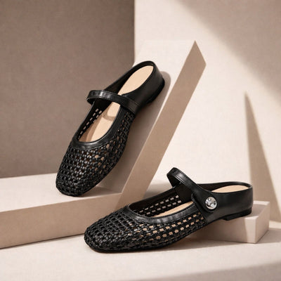 Goldie | Woven Flat Slip-On Mary Jane Mules