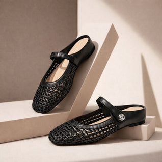 Goldie | Woven Flat Slip-On Mary Jane Mules