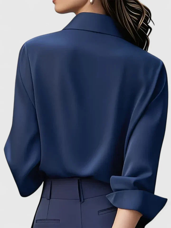 Anja Satin Button-Up Blouse