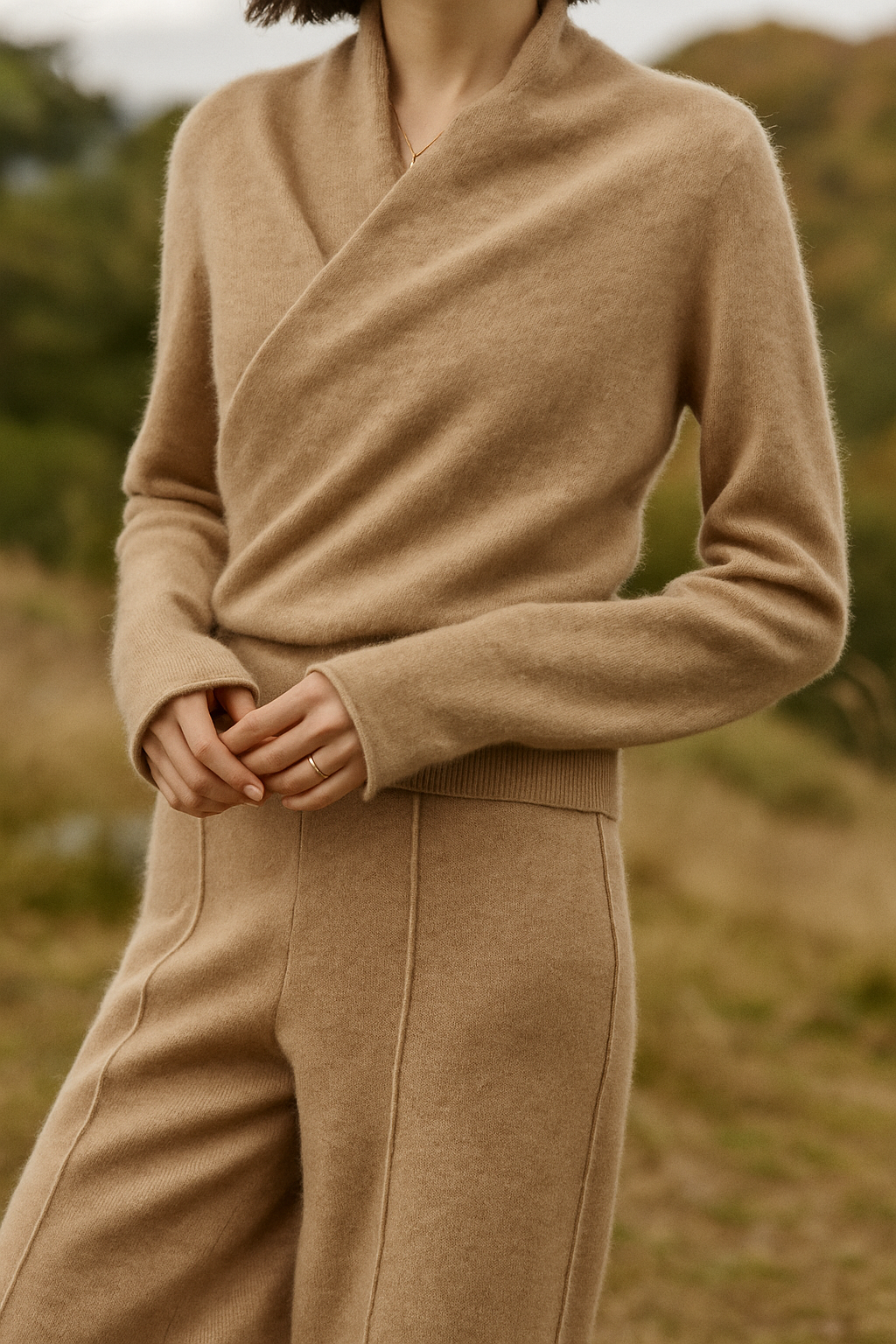 Laura Elegant Wrap-Front Sweater
