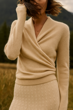 Laura Elegant Wrap-Front Sweater