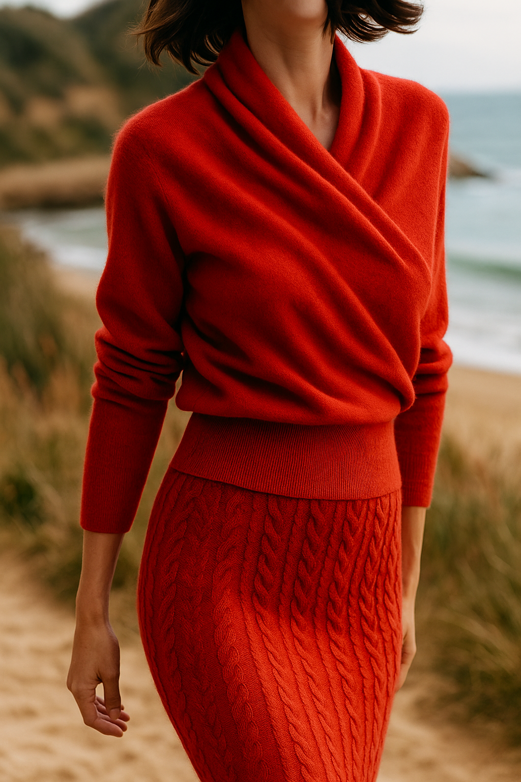 Laura Elegant Wrap-Front Sweater