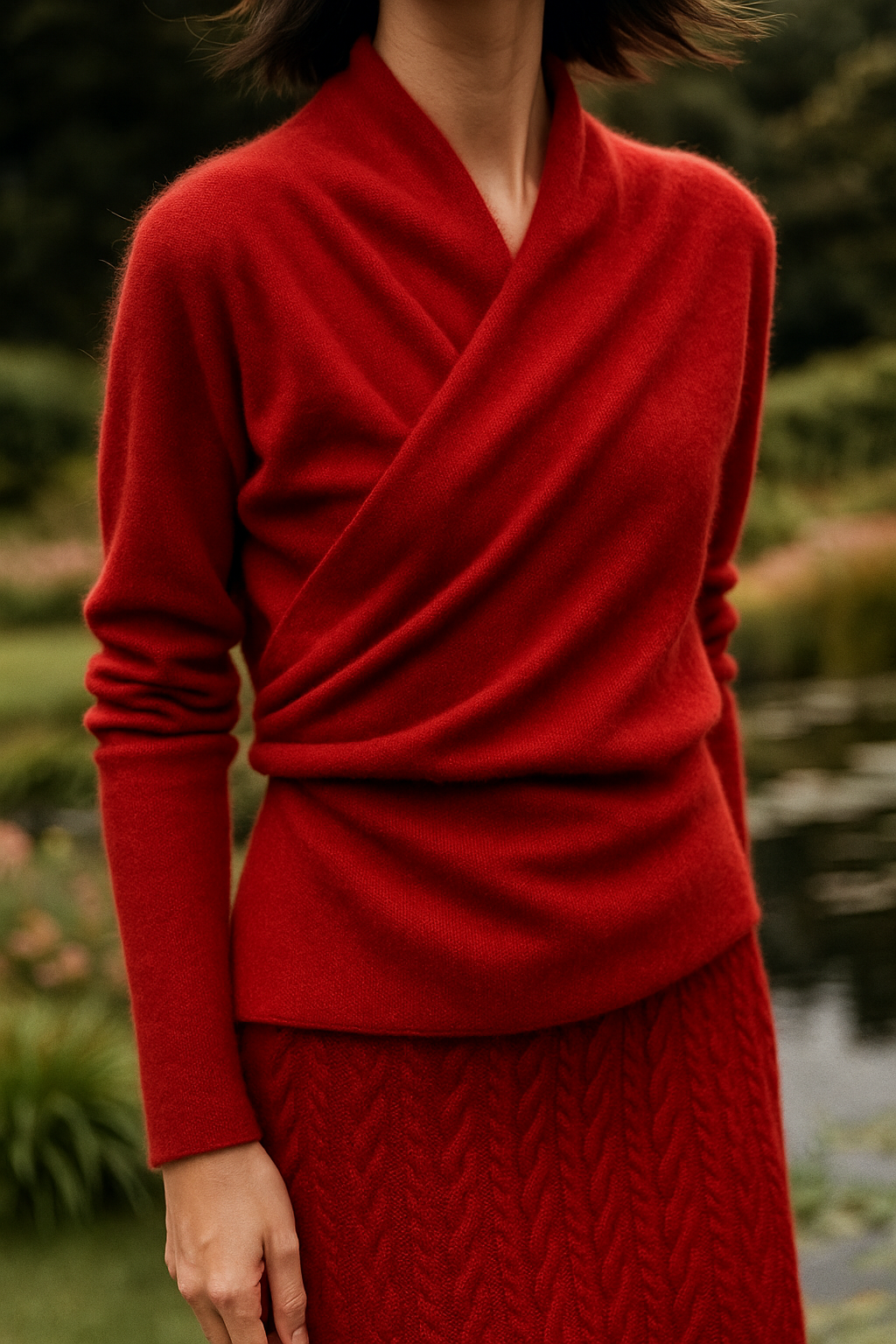 Laura Elegant Wrap-Front Sweater