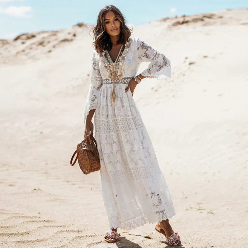 Katharina Bohemian Long-Sleeve Maxi Dress