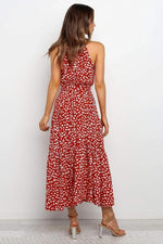 Karin Printed Halter Maxi Dress with Waist Tie