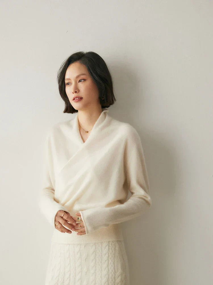 Laura Elegant Wrap-Front Sweater