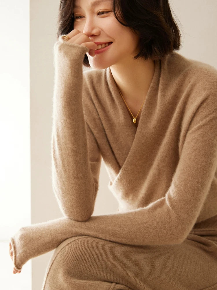 Laura Elegant Wrap-Front Sweater