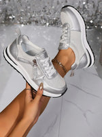 Sienna | Metallic Lace-Up Platform Sneakers