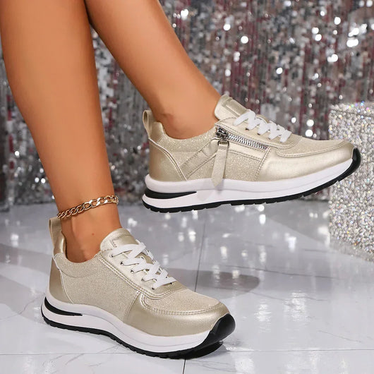 Sienna | Metallic Lace-Up Platform Sneakers