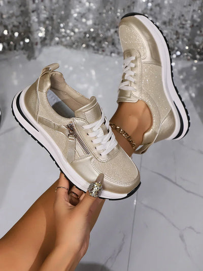 Sienna | Metallic Lace-Up Platform Sneakers