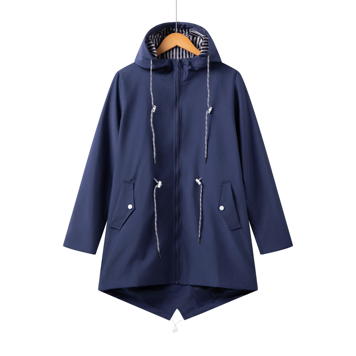 Claudia Casual Hooded Coat with Drawstring and Zip