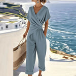 Felicia Short Sleeve V-Neck Two-Piece Set