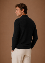 Men's Ribbed Knit Polo Sweater Smart Casual Pullover | Areleon