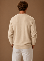 Men's Cable Knit Sweater – Crew Neck Textured Pullover | Areleon