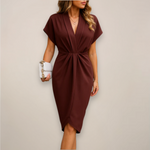 Pauline Short-Sleeve Slit Midi Dress