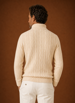 Men's Cable Knit Quarter Zip Sweater - Casual Pullover | Areleon