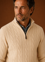 Men's Cable Knit Quarter Zip Sweater - Casual Pullover | Areleon