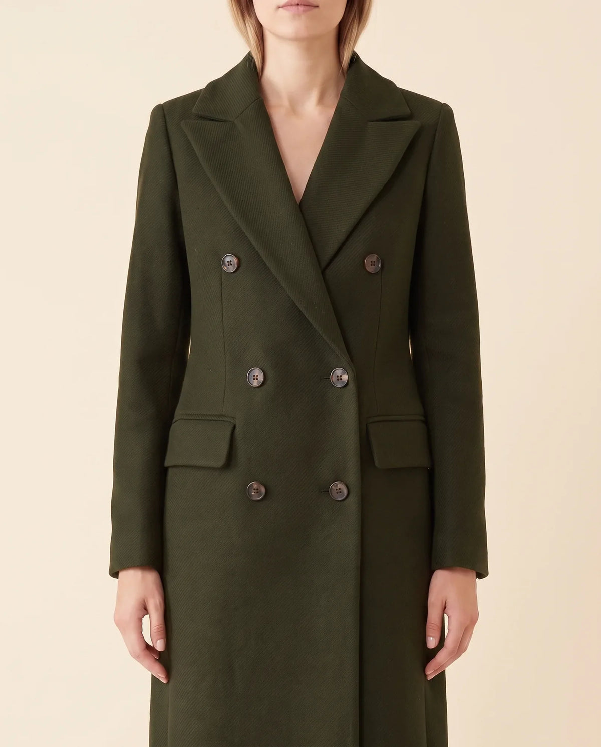 Rhea Long Coat for Women - Tailored Double-Breasted Longline