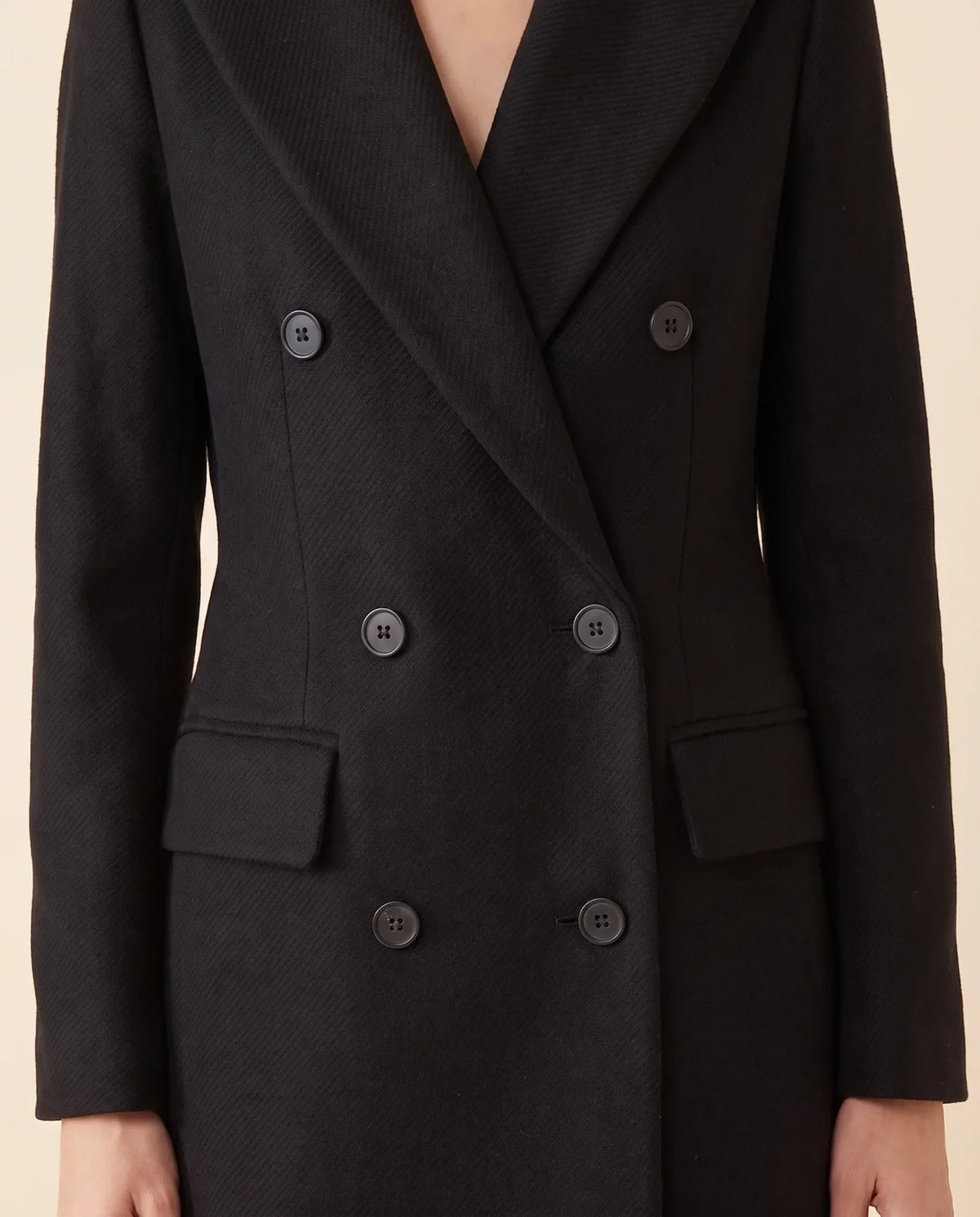 Rhea Long Coat for Women - Tailored Double-Breasted Longline