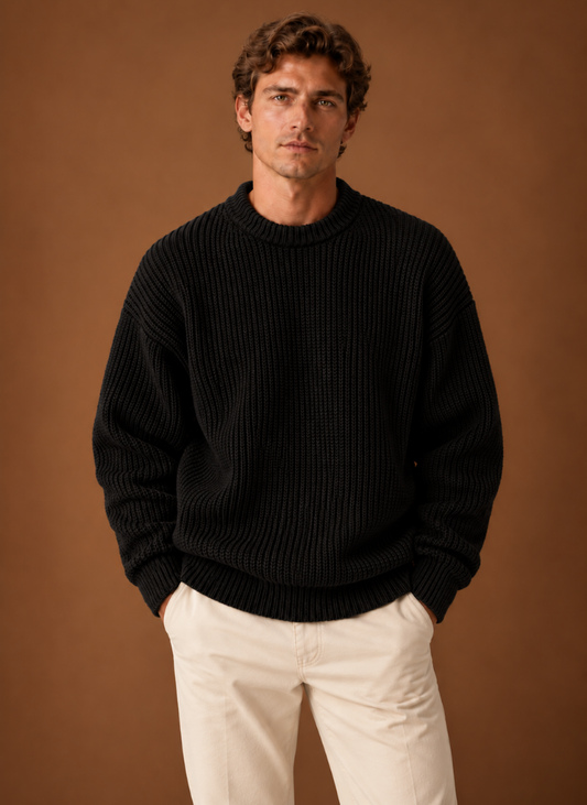 Men's Chunky Knit Crewneck Sweater | Areleon