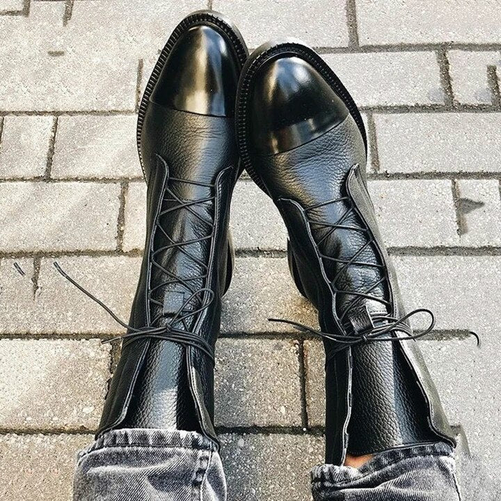 Doris Pointed-Toe Block Heel Boots