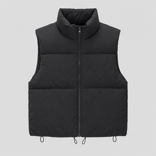 Beckford Cropped Puffer Vest in black