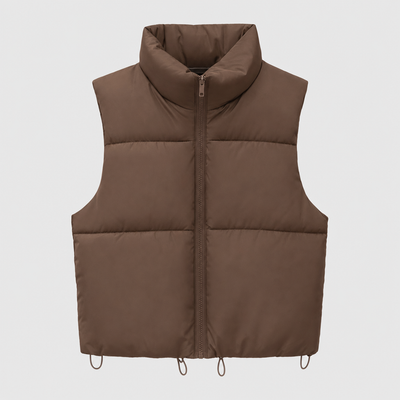Beckford Cropped Puffer Vest in brown