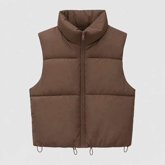 Beckford Cropped Puffer Vest in brown
