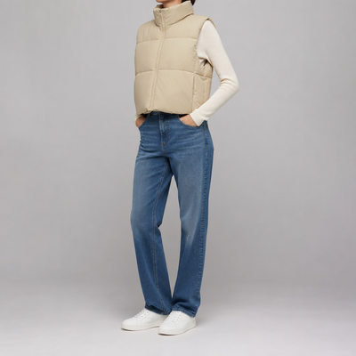 Beckford Cropped Puffer Vest worn, side