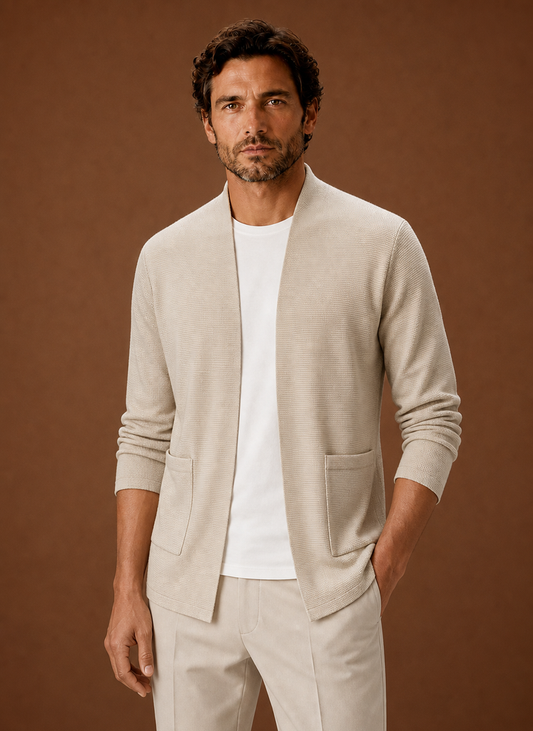 Men's Knit Cardigan - Open Front Longline Cardigan | Areleon