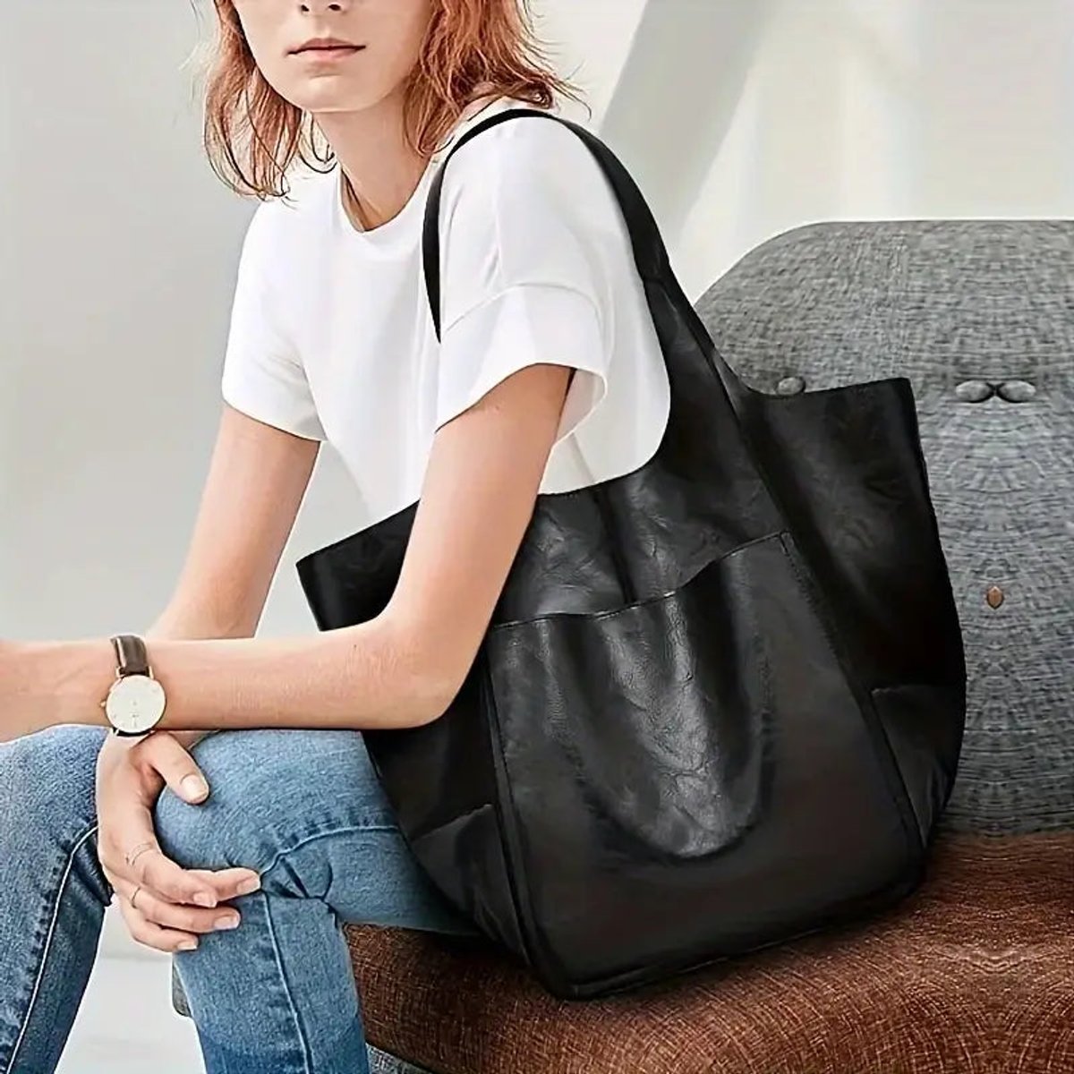 Charlotte Oversized Vegan Leather Tote Bag
