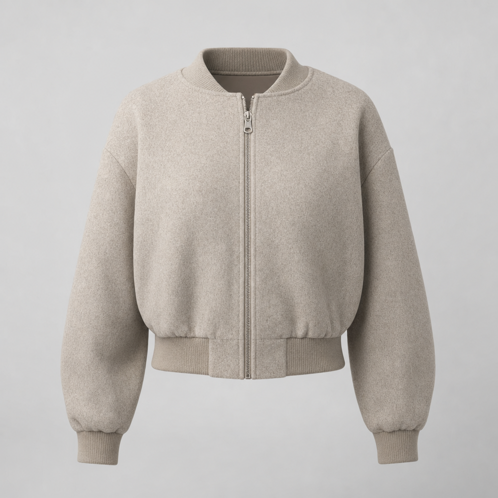 Bexley Fleece Bomber Jacket in grey, product shot