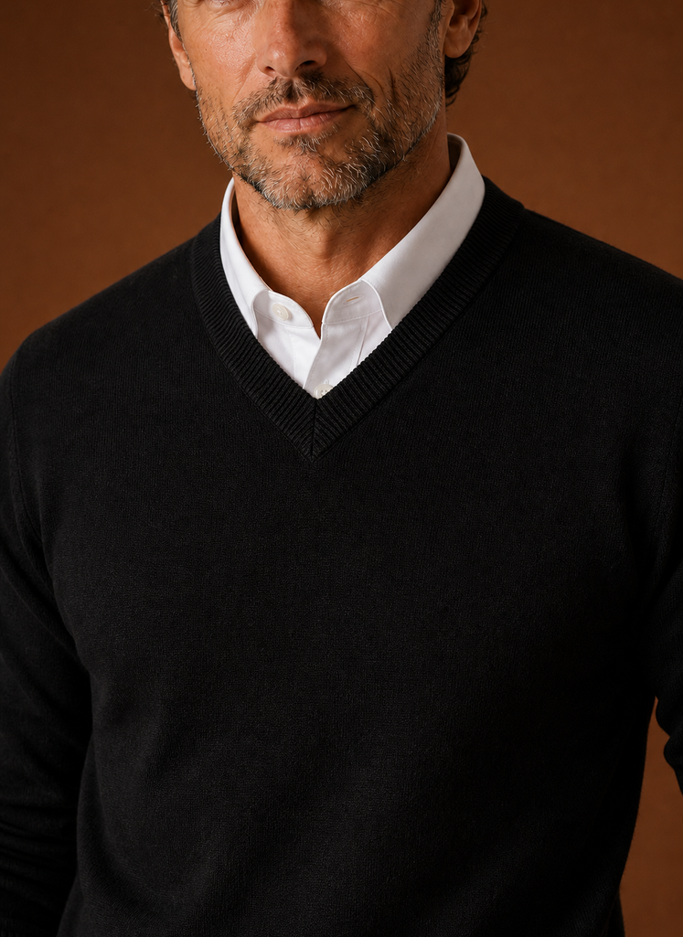 Men's V-Neck Knit Sweater - Casual Pullover | Areleon