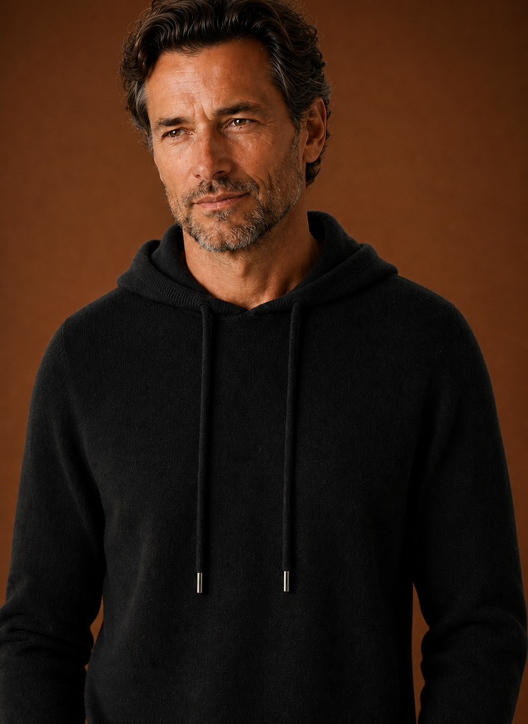 Men's Cashmere-Look Hooded Sweater - Knitted Pullover | Areleon