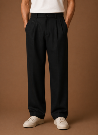 Men's Wide Leg Pleated Pants | Areleon