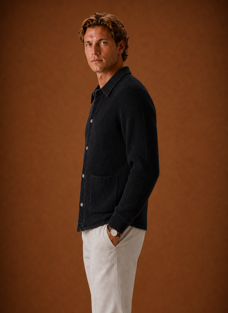 Men's Knit Cardigan  - Button Front Denim Sweater | Areleon